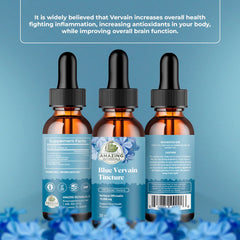 Amazing Botanicals Blue Vervain tincture dropper provides precise daily dosing for calm.