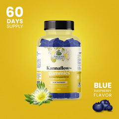 Amazing Botanicals Kannaflow gummy close-up emphasizing texture and mood-boosting potential.