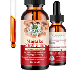 Amazing Botanicals Maitake extract bottle for daily wellness routine.