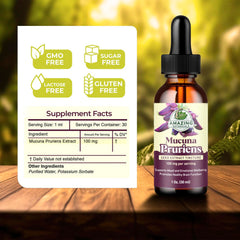 Amazing Botanicals Mucuna drops pour: easy dosing for daily wellness