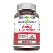 Amazing Formulas Acetyl-L-Carnitine 1500mg bottle showing premium daily energy support (visual).
