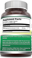 Close-up of Amazing Formulas GABA capsules highlighting vegan, non-GMO formula