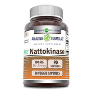 Amazing Formulas nattokinase bottle front displaying 100 mg per serving.