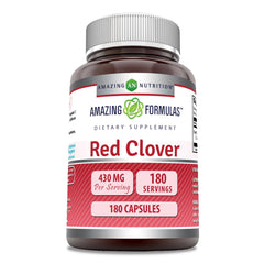 Amazing Formulas red clover bottle shows 430 mg per serving for easy strength comparison
