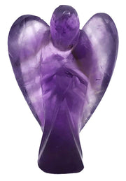 Amazing Gemstone amethyst guardian angel figurine in pocket-size design for daily protection