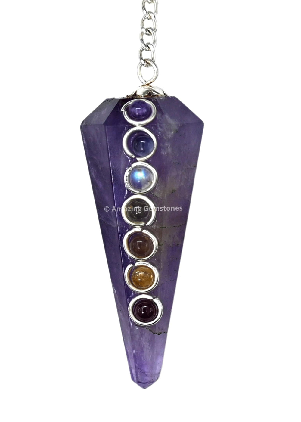 Amazing Gemstone amethyst pendulum with faceted hexagonal sides for precise divination
