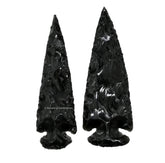 Amazing Gemstone black obsidian arrowhead two-piece set for DIY jewelry projects.