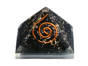 Amazing Gemstone Black Tourmaline Orgone Pyramid with crystals inside enhances ambient energy.