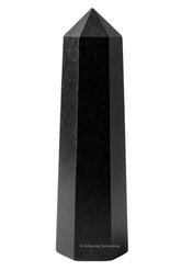 Amazing Gemstone Black Tourmaline Tower front view for energy purification and focus.