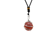 Amazing Gemstone Carnelian spiral sphere necklace in warm orange tones for everyday elegance