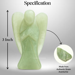 Amazing Gemstone Green Aventurine Angel detail, natural shimmer and finish