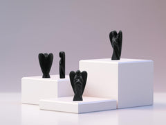Amazing Gemstone hand-carved shungite angel with natural stone detail