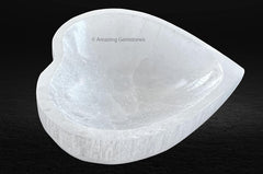 Amazing Gemstone Heart Selenite Bowl shown at 4-inch size