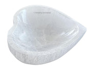 Amazing Gemstone Heart Selenite Bowl, heart-shape closeup for crystal cleansing