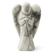 Amazing Gemstone Howlite Angel 2inches closeup highlighting natural crystal detail and protective vibe.