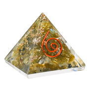 Amazing Gemstone Labradorite Orgone Pyramid 30mm with shimmering labradorite for ambient energy.