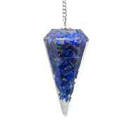 Amazing Gemstone lapis lazuli orgone pendulum with hexagonal facets for precise divination.