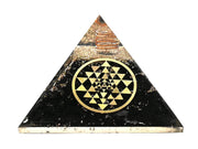 Amazing Gemstone large orgone pyramid with black tourmaline for focused meditation energy