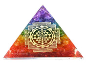 Amazing Gemstone large orgone pyramid with onyx chakra for meditation.