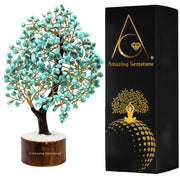 Amazing Gemstone Larimar Tree of Life decor adds serenity to any room.