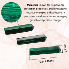 Amazing Gemstone Malachite hexagonal crystal point in hand for focus