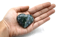 Amazing Gemstone Moss Agate Heart Palm Stone with velvet gift pouch, ideal for gifting