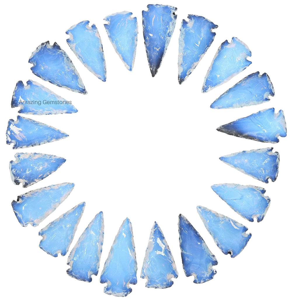 Amazing Gemstone opalite arrowhead close-up highlighting natural crystal beauty for display