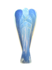 Amazing Gemstone Opalite guardian angel figurine, 3in, calm decor and portability.