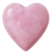 Amazing Gemstone Pink Calcite Heart Palm Stone close-up for chakra balancing and meditation.