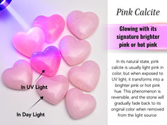 Amazing Gemstone Pink Calcite Heart Palm Stone resting on skin during relaxation.