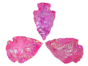 Amazing Gemstone pink rose aura quartz arrowhead set of three for DIY jewelry projects.