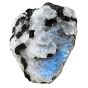 Amazing Gemstone Rainbow Moonstone rough stone showing iridescent sheen for creative inspiration.