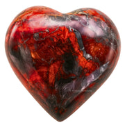 Amazing Gemstone Red Jasper Hematite Heart Palm Stone front view for chakra balancing and relaxation.