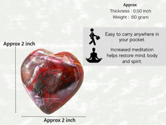 Amazing Gemstone Red Jasper Hematite Heart Palm Stone in velvet gift pouch.