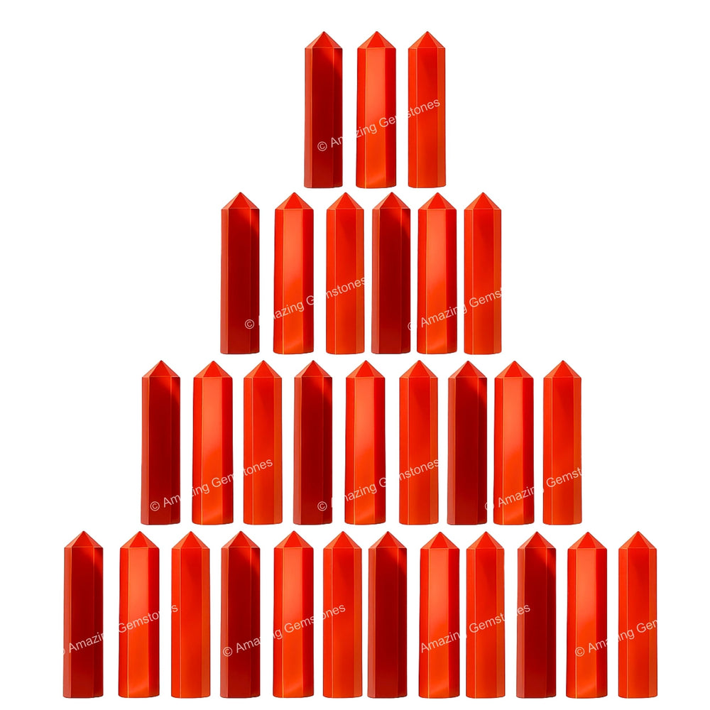 Amazing Gemstone Red Onyx crystal points pack for grids and beginner kits.
