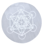 Amazing Gemstone Selenite Plate, front view, ideal for cleansing crystals and energizing spaces.