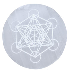 Amazing Gemstone Selenite Plate, front view, ideal for cleansing crystals and energizing spaces.