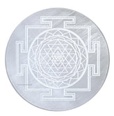 Amazing Gemstone Selenite Plate showing energy amplification for crystals on a desk