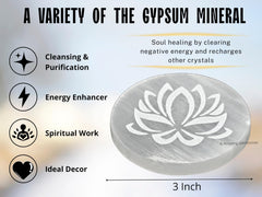 Amazing Gemstone selenite plate enhances crystal energy amplification.