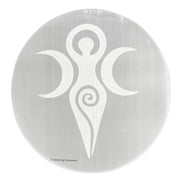Amazing Gemstone Selenite Plate energy amplification for crystals on a desk.