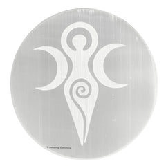 Amazing Gemstone Selenite Plate energy amplification for crystals on a desk.