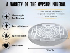 Amazing Gemstone Selenite Plate highlighting cleansing surface for crystals