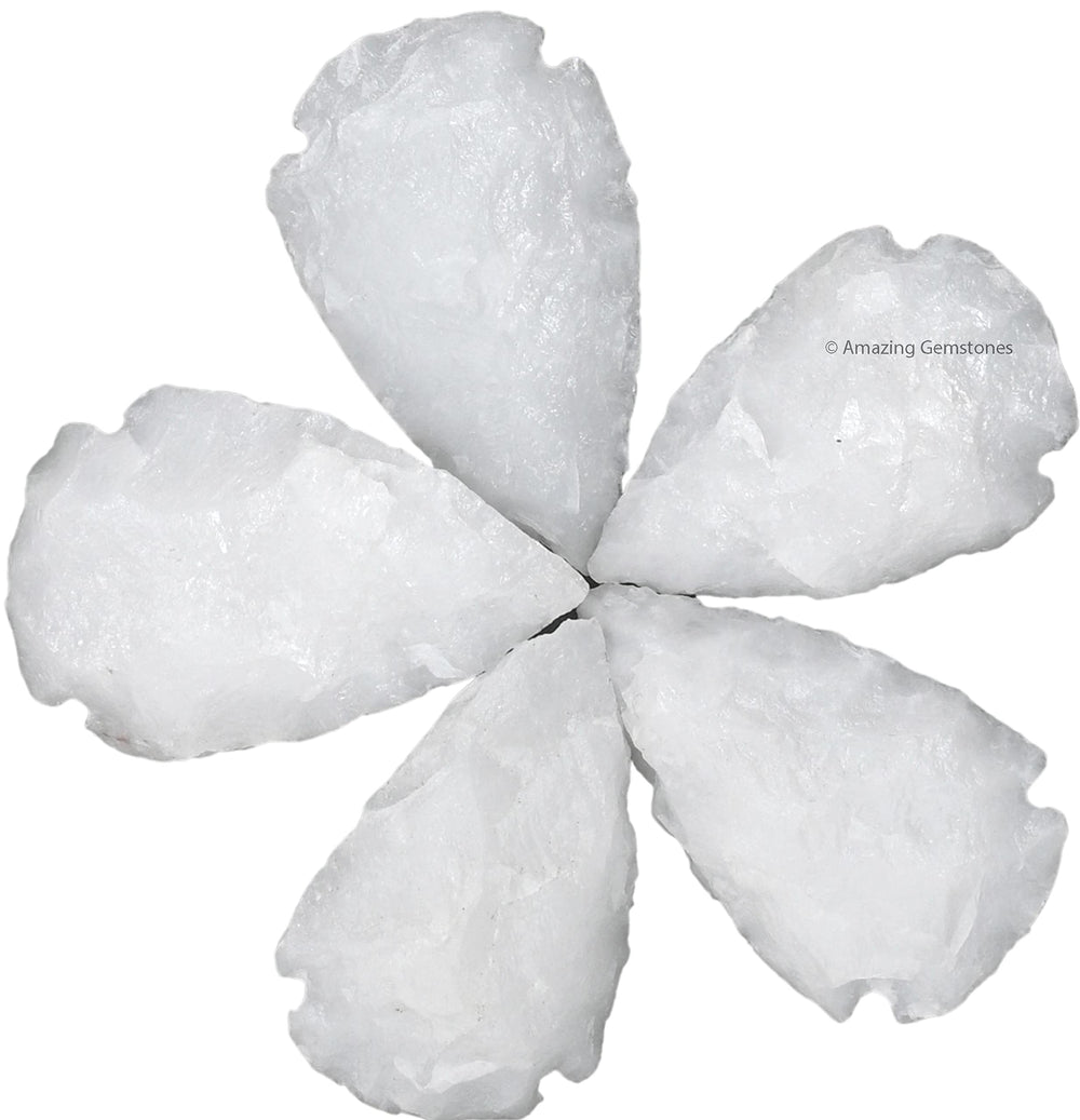 Amazing Gemstone snow quartz arrowhead in natural light for DIY jewelry