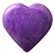 Amazing Gemstone Stichtite heart palm stone for 2-inch massage and chakra work.