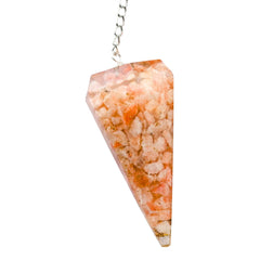 Amazing Gemstone Sunstone Orgone Pendulum in velvet gift pouch.