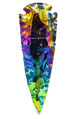 Amazing Gemstone titanium aura quartz arrowhead in velvet bag ready for gifting or collections