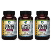 Amazing Herbs black seed oil capsules bottle, high potency for digestive health.