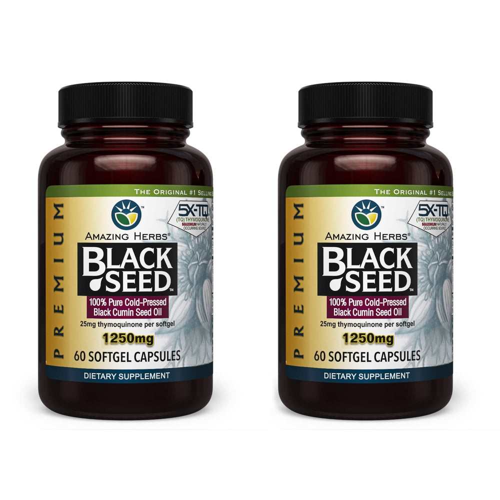 Amazing Herbs Black Seed Oil Capsules bottle for daily immune support.