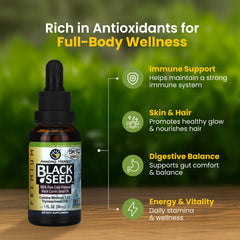 Amazing Herbs black seed oil label close-up highlighting quality.