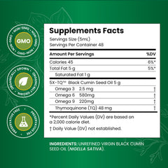 Amazing Herbs Black Seed Oil label close-up highlighting organic ingredients.